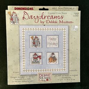 Dimensions Daydreams Frosty Greetings Embroidery Kit 72949 with Glass & Mat 8x8"